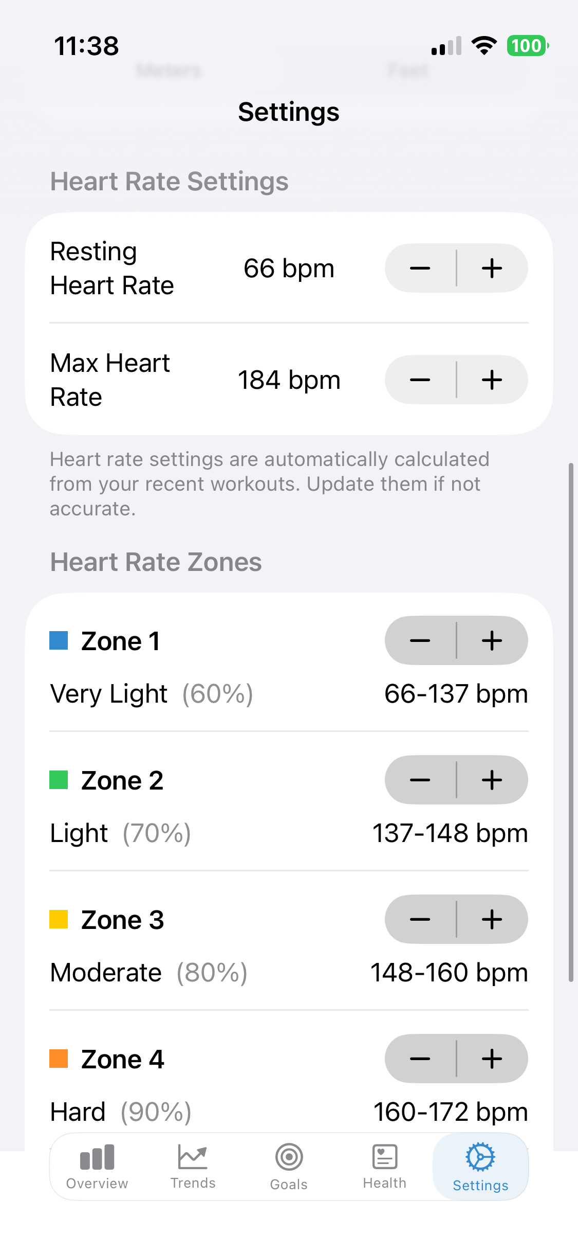 Customize heart rate zones and settings